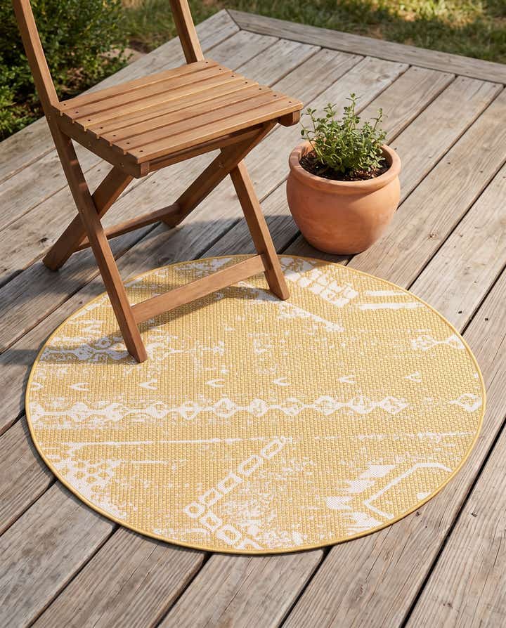 3' x 3' Easy-Clean Bohemian Indoor / Outdoor Round Rug