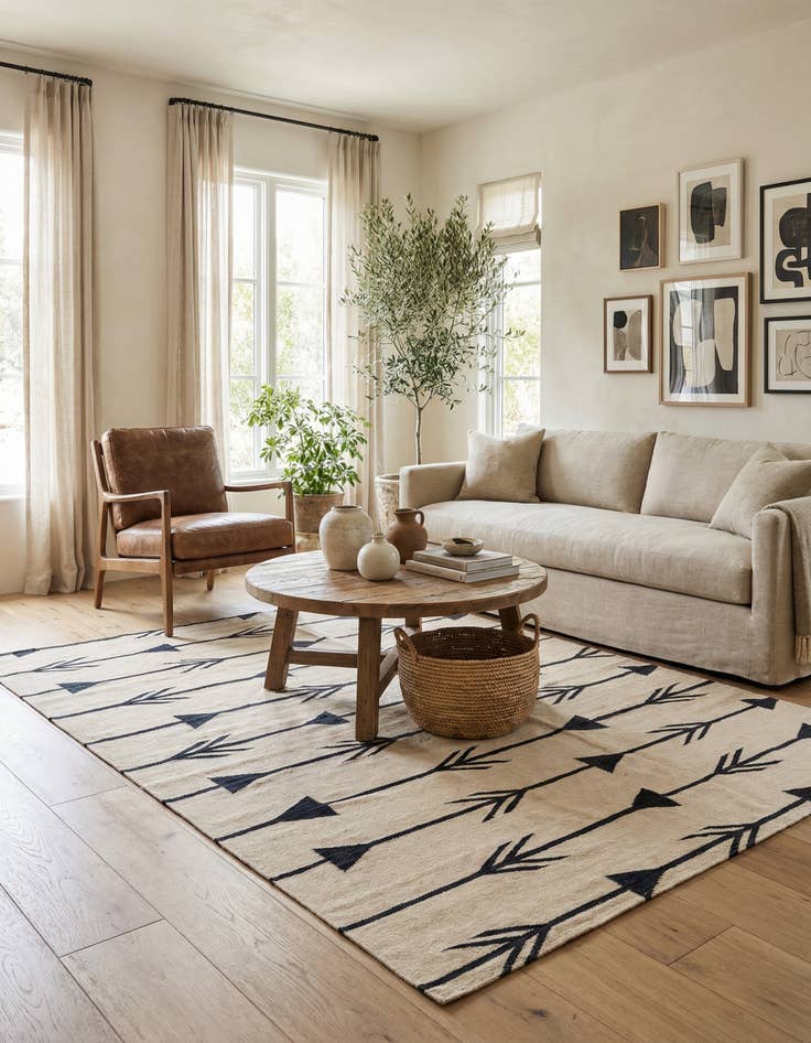 Detail image of  6' x 7' 4  Hand Woven Kilim Modern Wool Rug