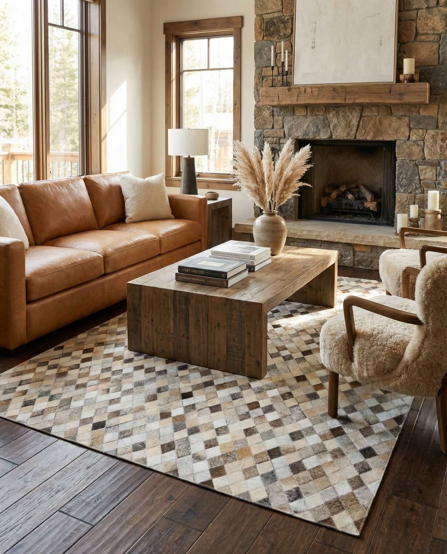 4' 7 x 6' 7 Cowhide Stocks Rug