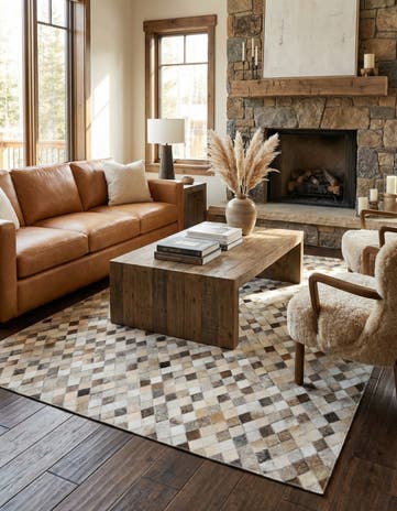 4' 7 x 6' 7 Cowhide Stocks Rug