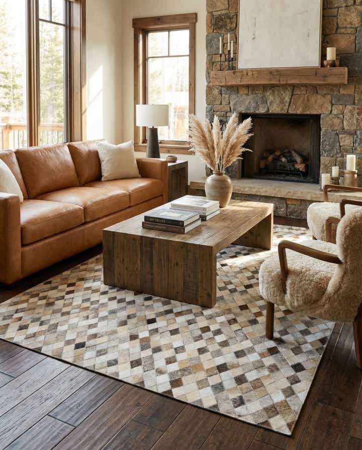 4' 7 x 6' 7 Cowhide Stocks Rug