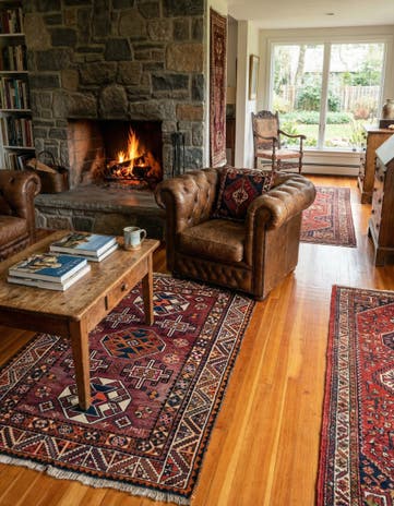 4' 2 x 5' 9 Hand Knotted Heriz Wool Rug