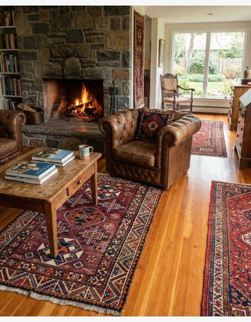 4' 2 x 5' 9 Hand Knotted Heriz Wool Rug