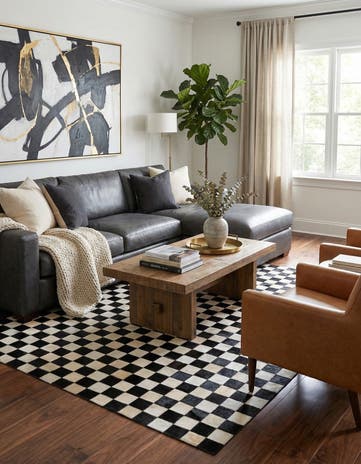 5' x 8' Cowhide Leather Rug