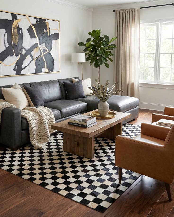 Detail image of 5' x 8' Cowhide Leather Rug