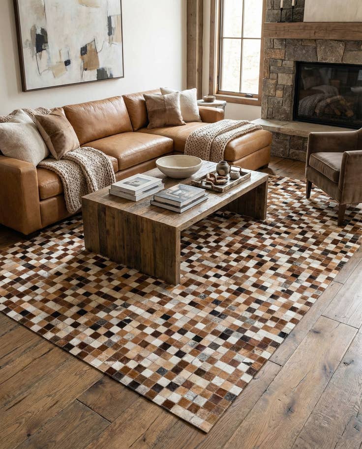 Detail image of 5' x 7' 11 Cowhide Stocks Rug