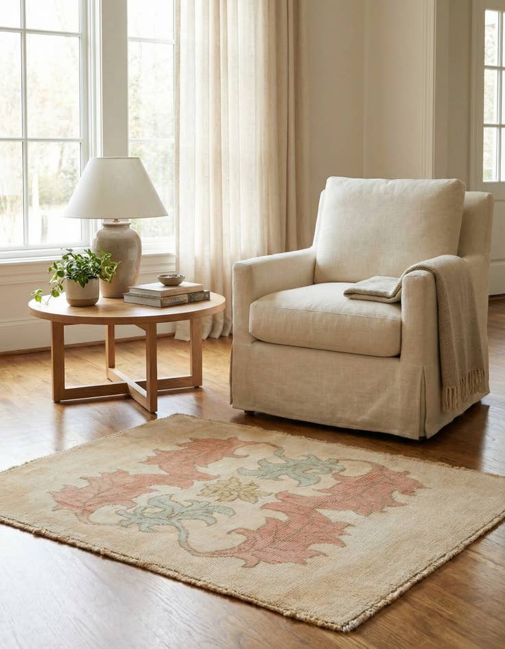 Detail image of 3' 8 x 4' 8  Hand Knotted Oushak Wool Rug