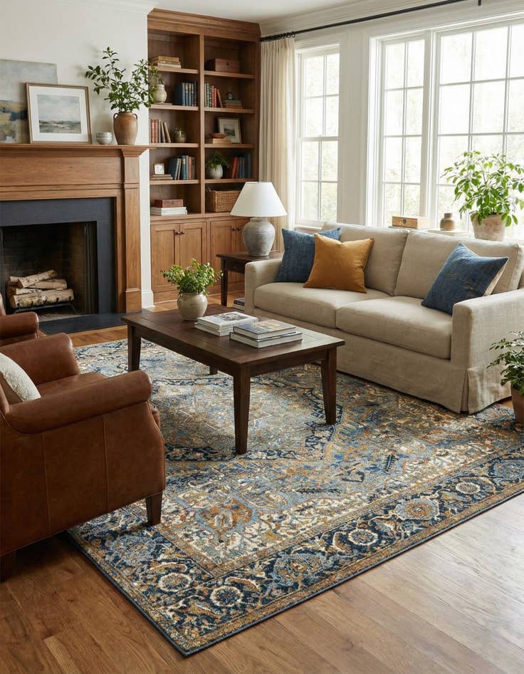 Detail image of  7' 10 x 10'  Washable Traditional Indoor / Outdoor Rug