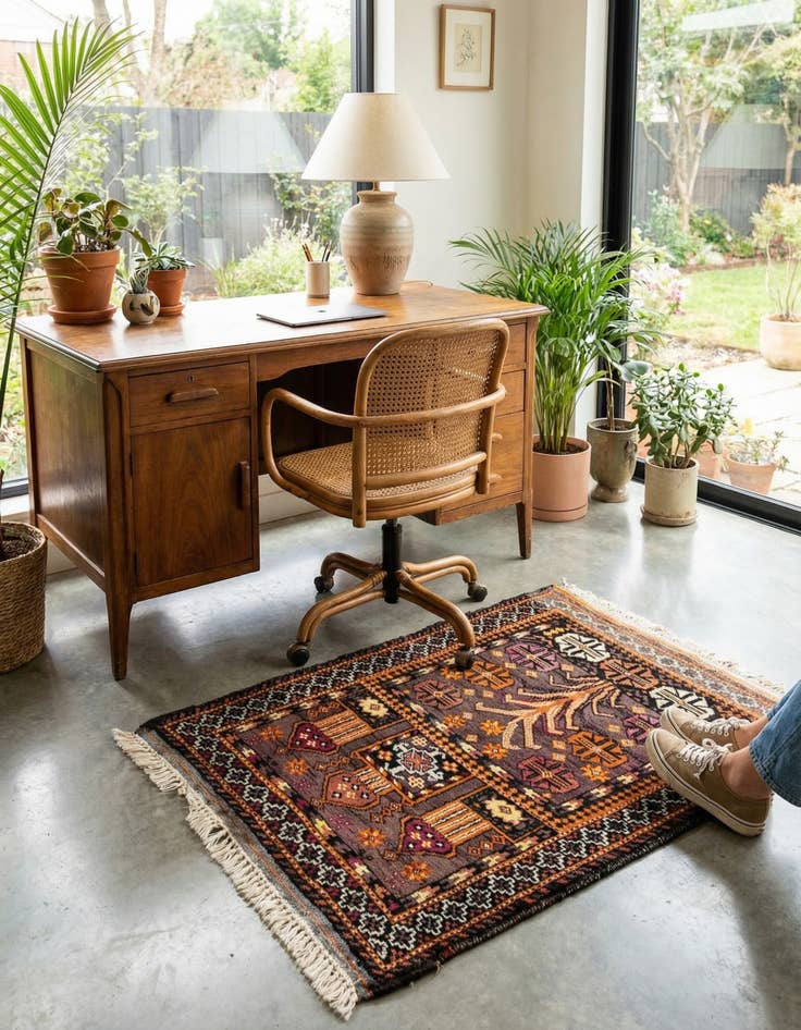 Detail image of  2' 8 x 3' 10  Hand Knotted Balouch Persian Wool Rug