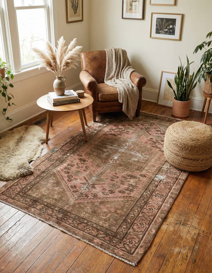 Detail image of 3' 5 x 5' 10  Hand Knotted Ultra Vintage Persian Wool Rug