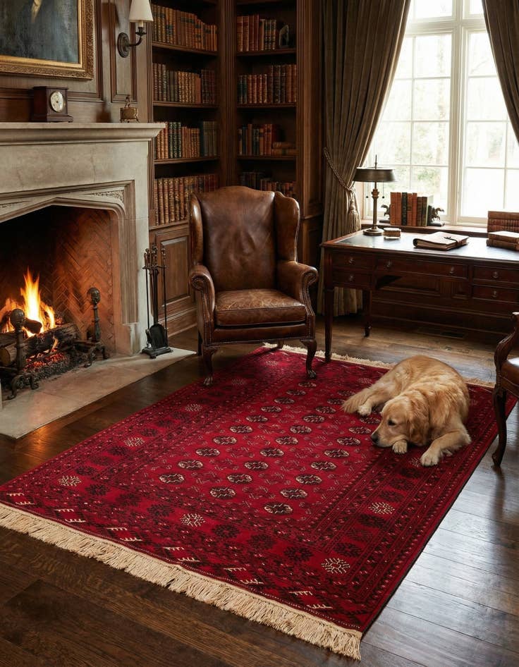 Detail image of  4' x 6' 2  Hand Knotted Afghan Akhche Wool Rug