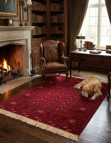 4' x 6' 2 Hand Knotted Afghan Akhche Wool Rug