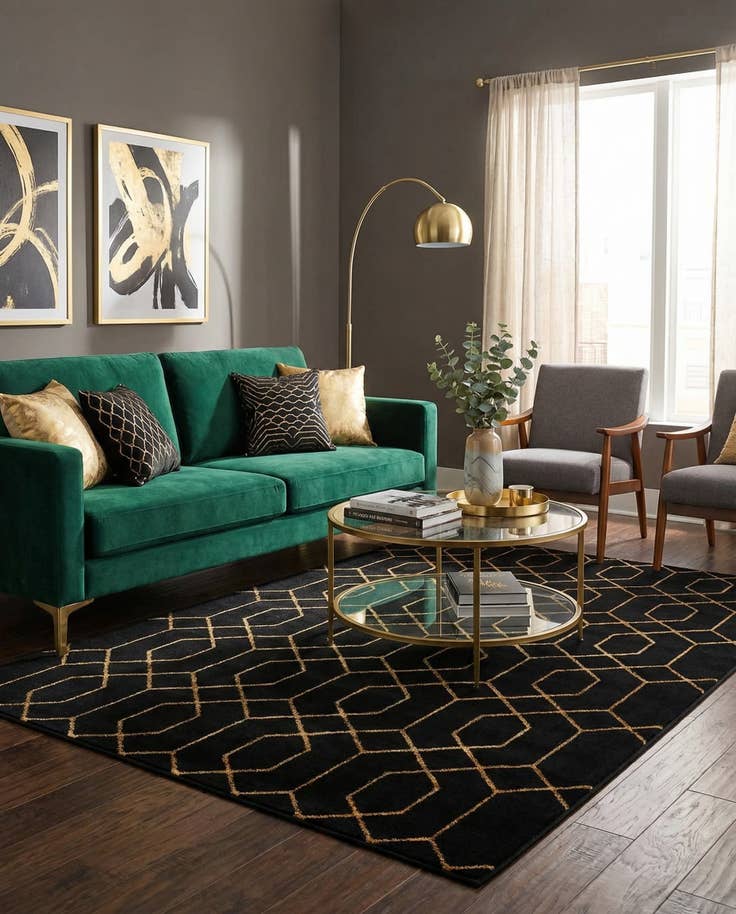 Detail image of 5' 3 x 8' Marilyn Monroe™ Glam Trellis Rug