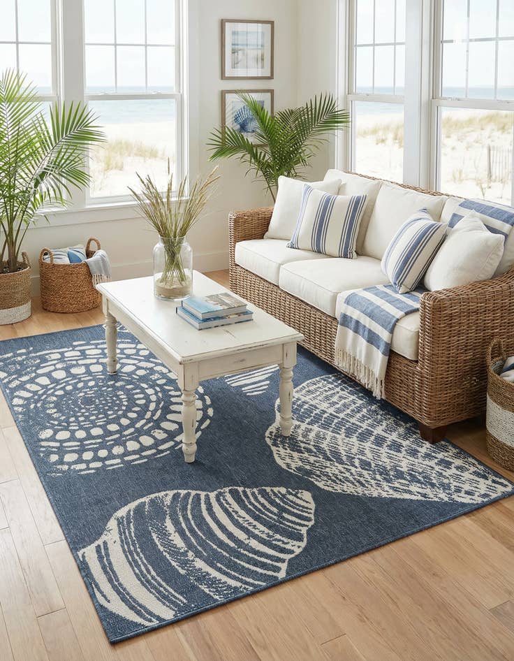 Detail image of 4' x 6'  Washable Coastal Indoor / Outdoor Rug