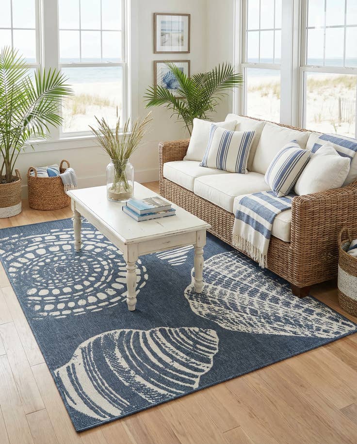 Detail image of 4' x 6' Easy-Clean Coastal Indoor / Outdoor Rug
