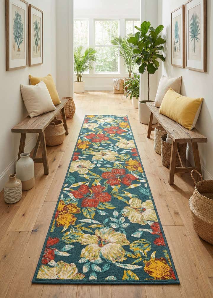 2' 7 x 12' Easy-Clean Coastal Indoor / Outdoor Runner Rug
