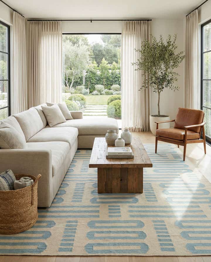 6' 9 x 9' 8 Hand Woven Kilim Modern Wool Rug