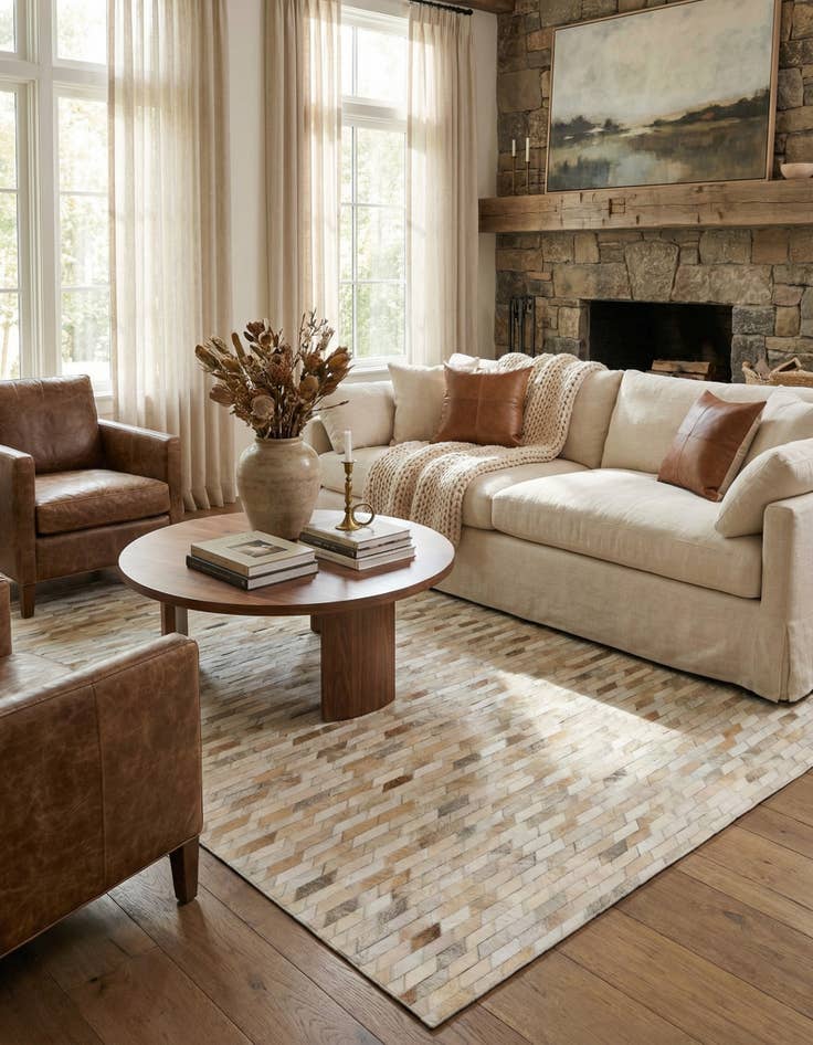 Detail image of 5' 1 x 8' 1 Cowhide Leather Rug