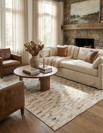 5' 1 x 8' 1 Cowhide Leather Rug