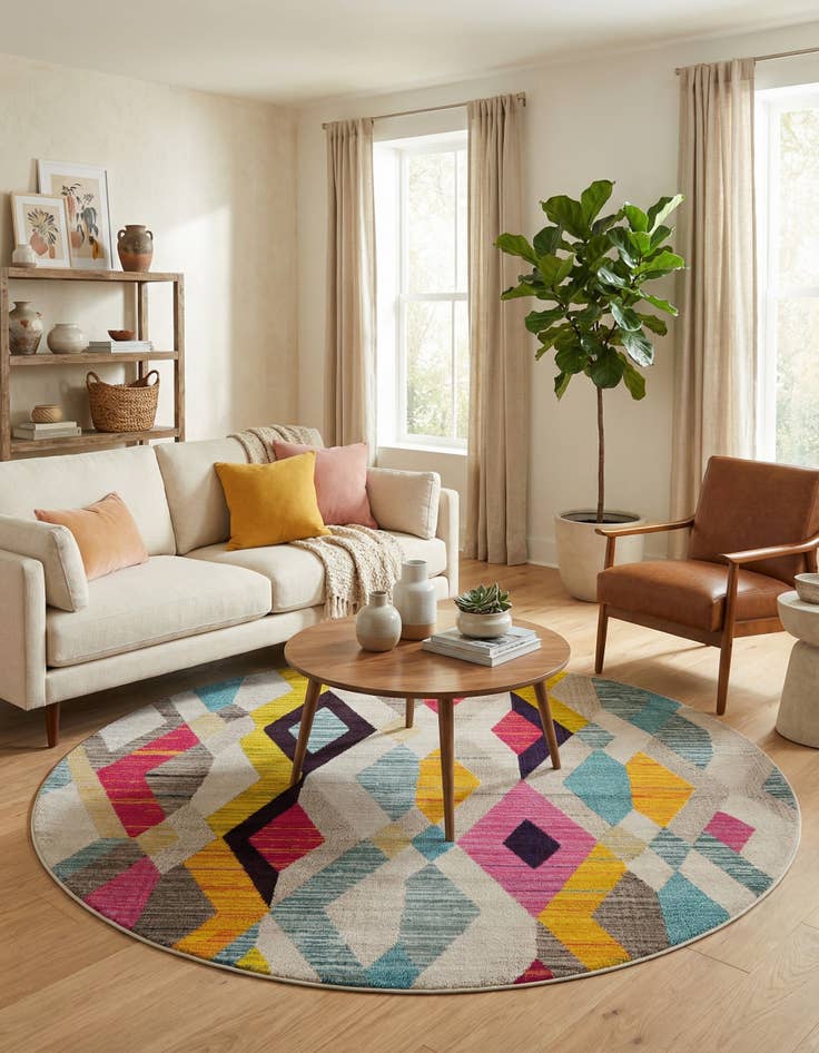 Detail image of 8' x 8'  Washable Santa Fe Round Rug