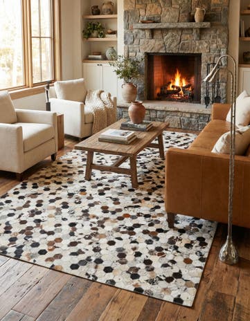 5' x 8' 1 Cowhide Leather Rug