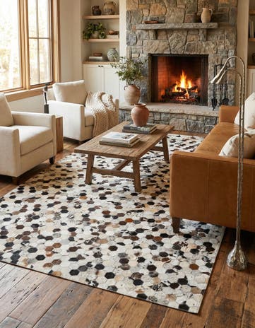 5' x 8' 1 Cowhide Leather Rug