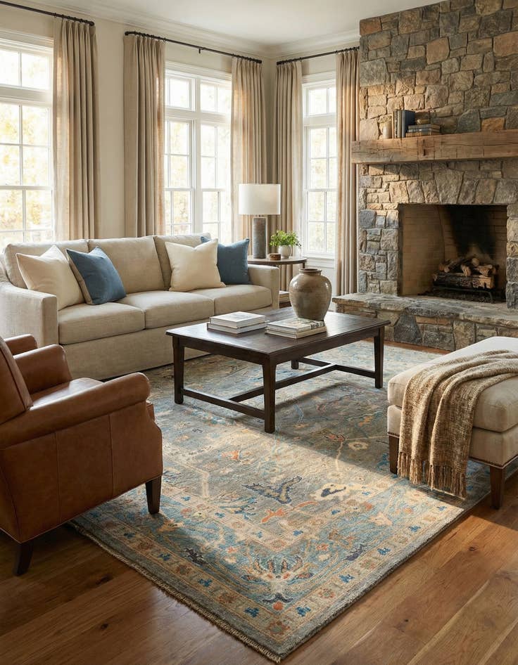 Detail image of 8' 3 x 9' 10  Hand Knotted Oushak Wool Rug