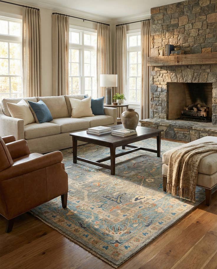 Detail image of 8' 3 x 9' 10 Hand Knotted Oushak Wool Rug