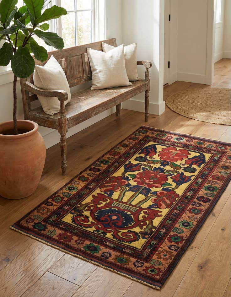 Detail image of  2' 9 x 4' 4  Hand Knotted Sumak Wool Rug