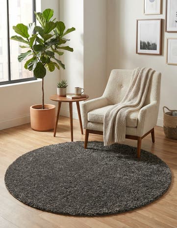 5' x 5' Soft Solid Shag Round Rug