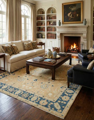 9' 3 x 11' 9 Hand Knotted Peshawar Ziegler Wool Rug