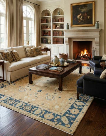 9' 3 x 11' 9 Hand Knotted Peshawar Ziegler Wool Rug
