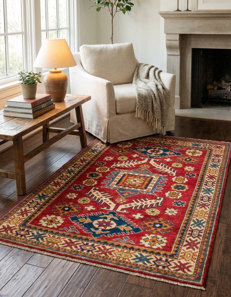 Detail image of 3' 3 x 5'  Hand Knotted Kazak Rug