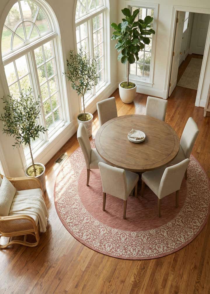 10' 8 x 10' 8 Easy-Clean Border Indoor / Outdoor Round Rug