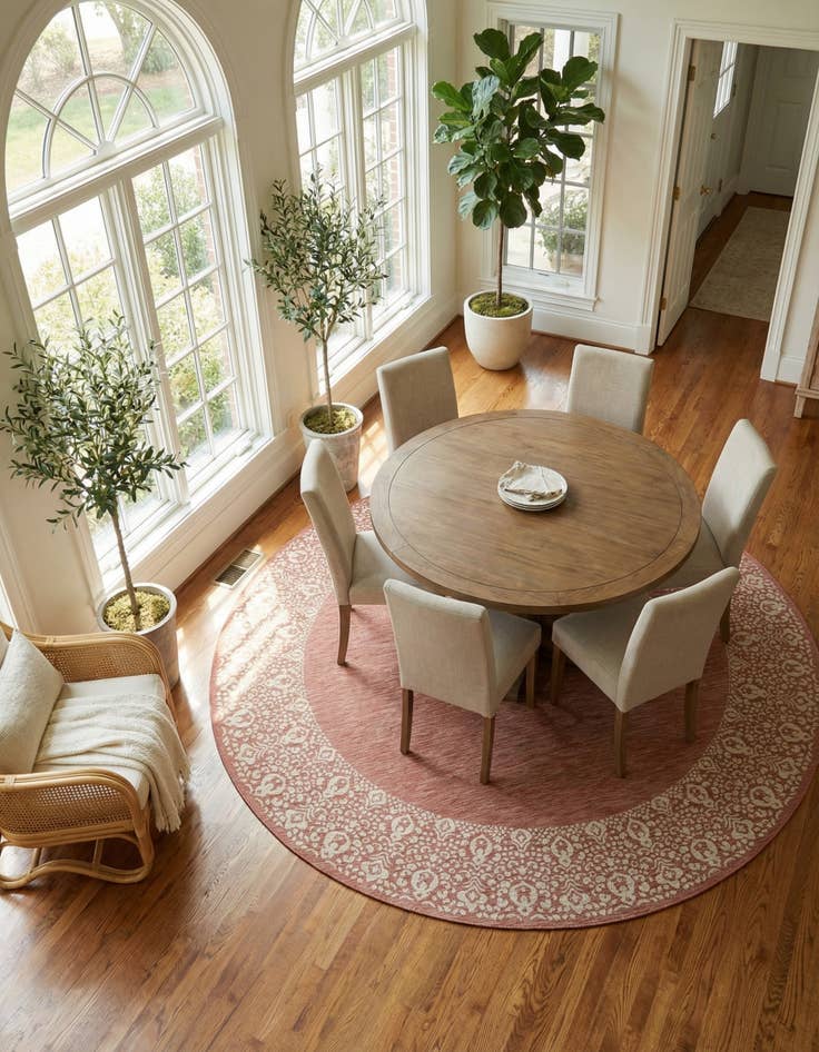 Detail image of  10' 8 x 10' 8  Washable Border Indoor / Outdoor Round Rug