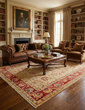 6' 4 x 9' 6 Hand Knotted Peshawar Ziegler Wool Rug