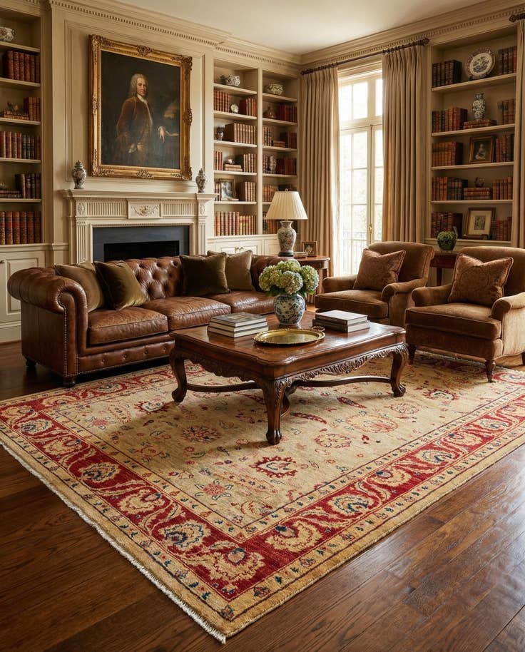 Detail image of 6' 4 x 9' 6 Hand Knotted Peshawar Ziegler Wool Rug