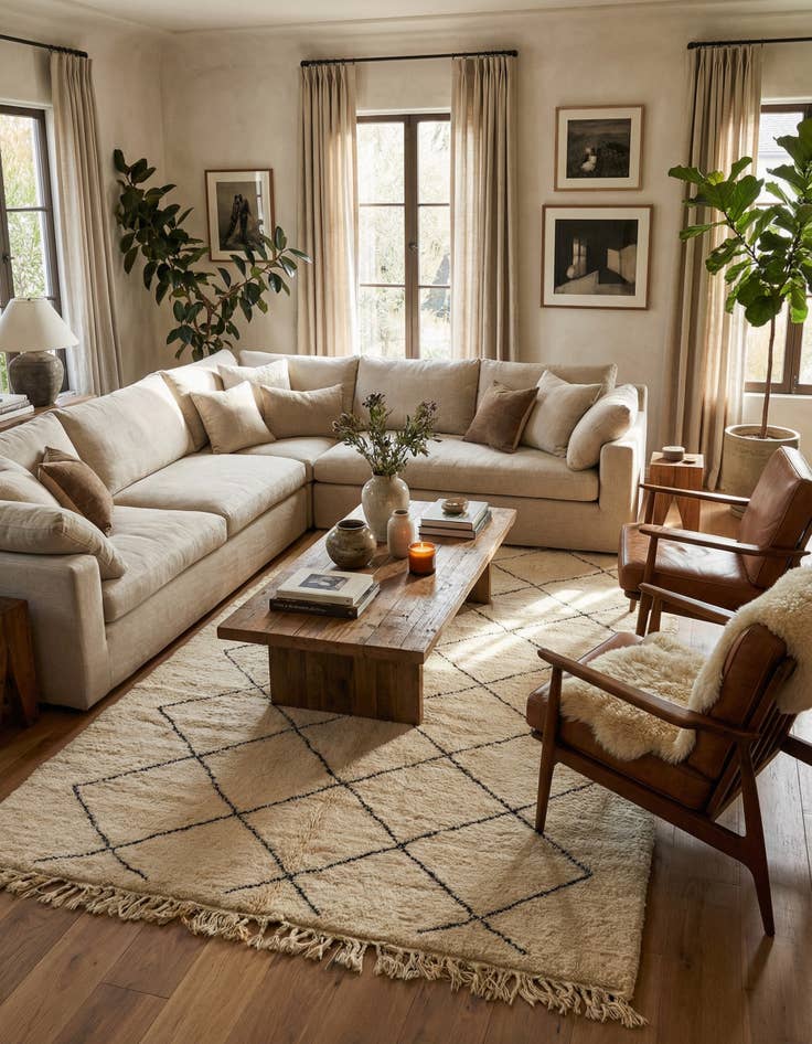 Detail image of 6' 9 x 9' 9  Hand Knotted Moroccan Wool Rug