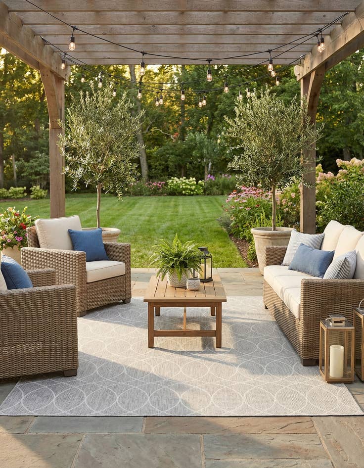 Detail image of  9' x 12'  Washable Lattice Indoor / Outdoor Rug