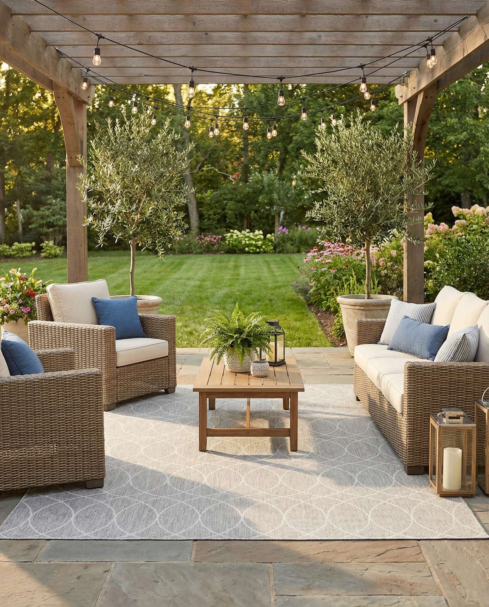 9' x 12' Easy-Clean Trellis Indoor / Outdoor Rug