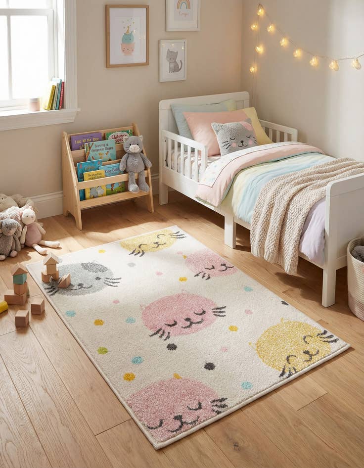 Detail image of 2' 2 x 3' Cats Whimsy Kids Rug