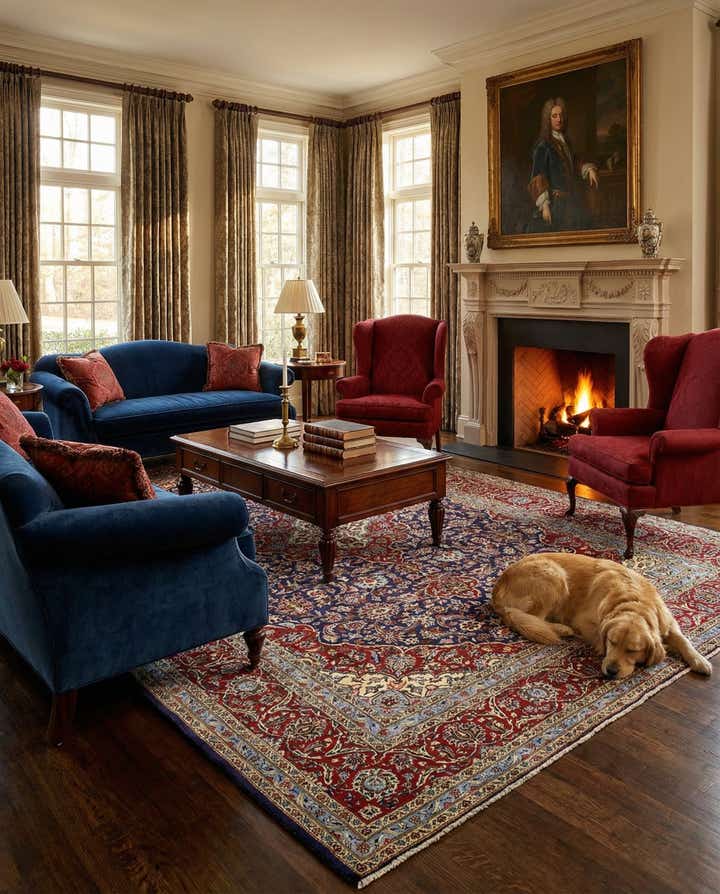 9' 10 x 13' 6 Hand Knotted Kashan Persian Wool Rug