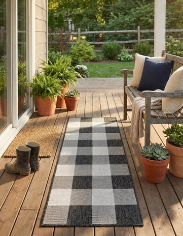 2' x 5' 3 Easy-Clean Checkered Indoor / Outdoor Runner Rug