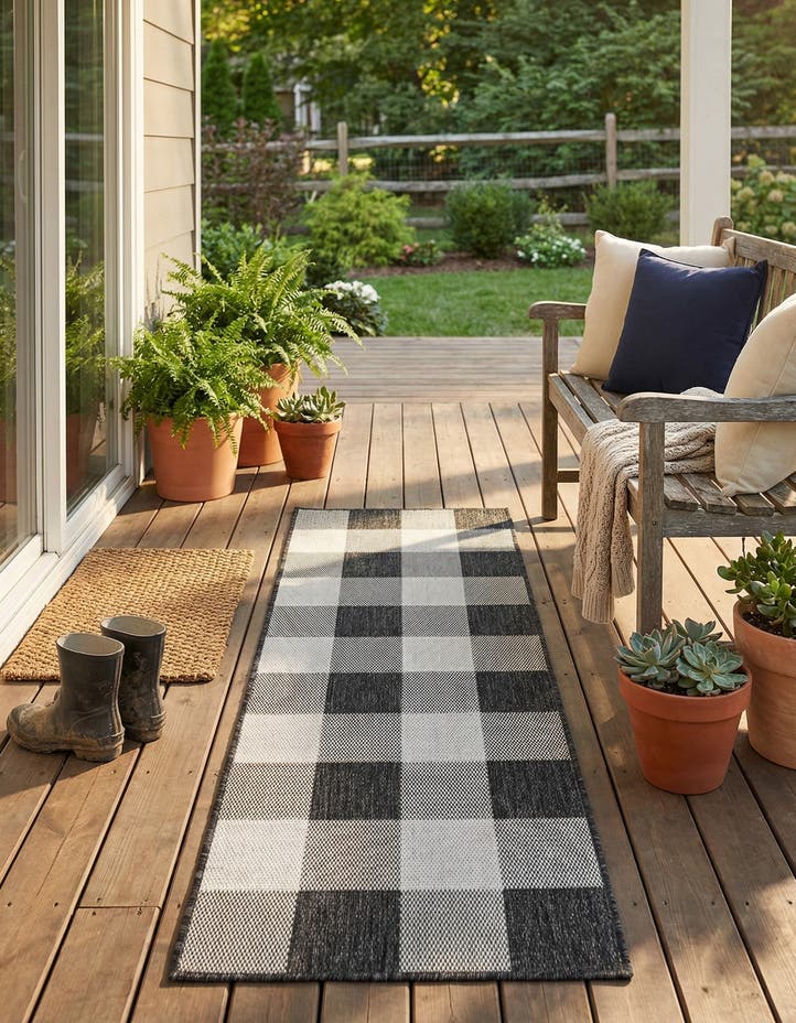 2' x 5' 3 Easy-Clean Checkered Indoor / Outd...