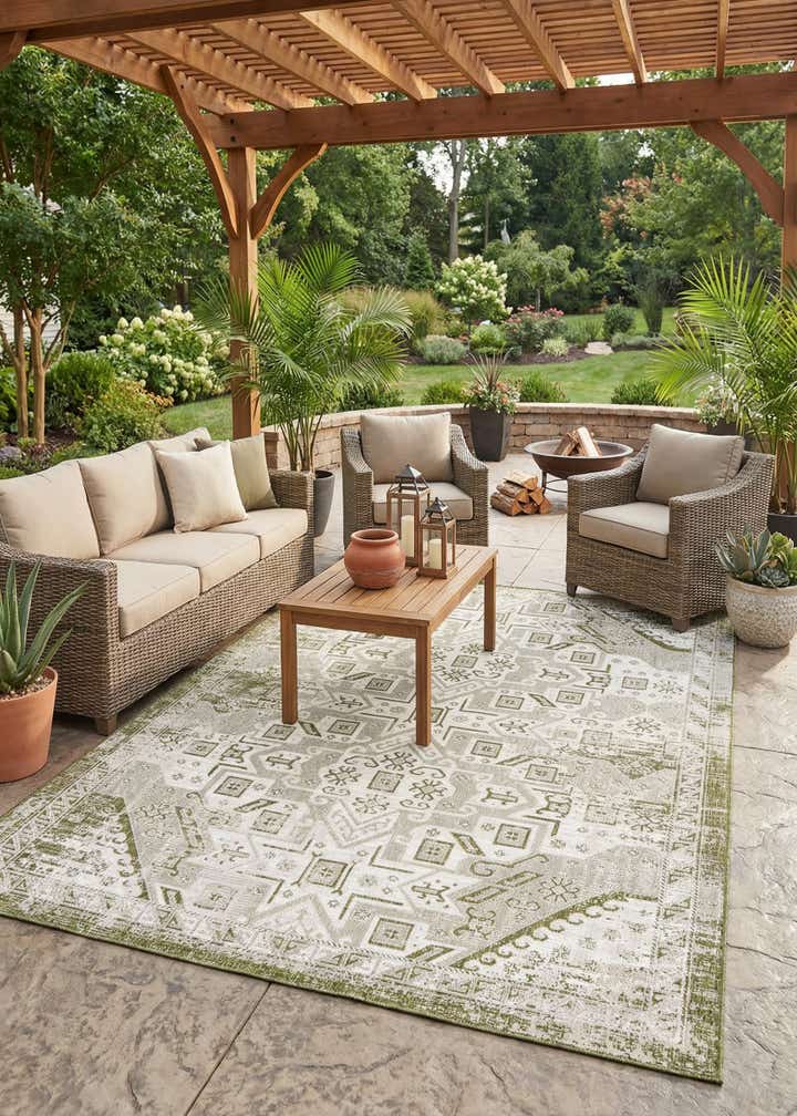 9' x 12' Easy-Clean Aztec Indoor / Outdoor Rug