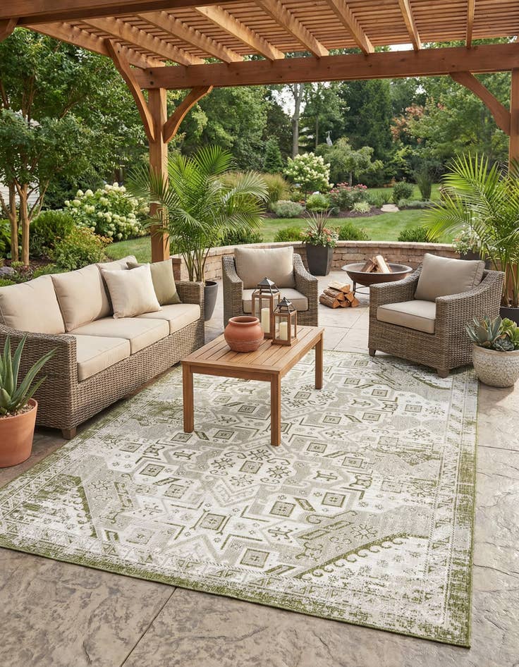 Detail image of 9' x 12' Easy-Clean Aztec Indoor / Outdoor Rug