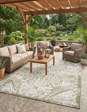 9' x 12' Easy-Clean Aztec Indoor / Outdoor Rug
