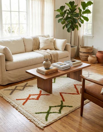 3' 4 x 5' Hand Knotted Moroccan Wool Rug