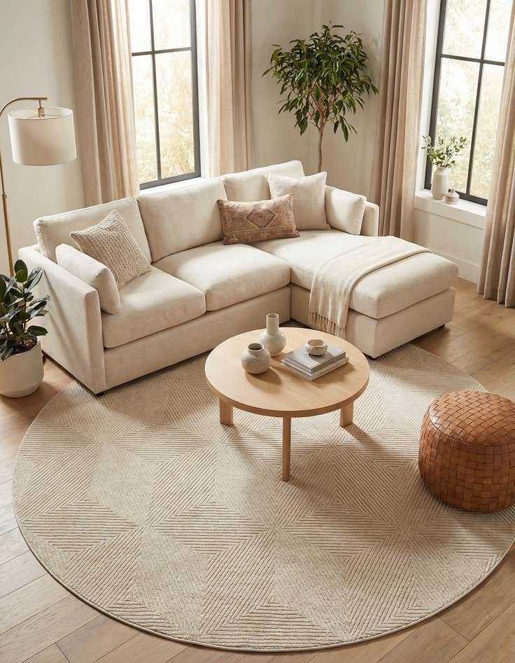 Detail image of 7' 10 x 7' 10 Easy-Clean Sabrina Soto Indoor / Outdoor Round Rug