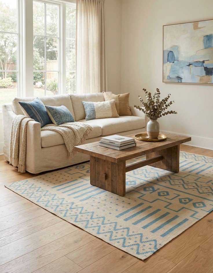 Detail image of 5' 11 x 7' 10 Hand Woven Kilim Modern Wool Rug